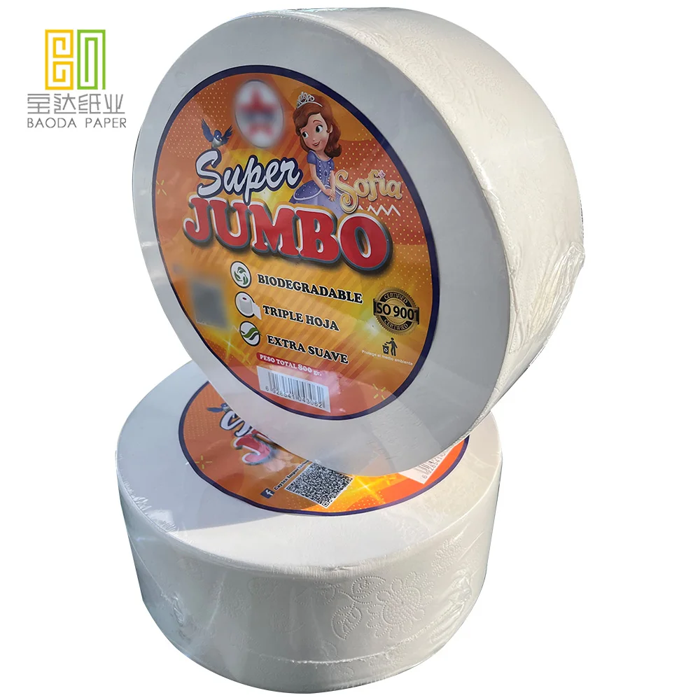Roll Tissue Paper Papier Hygienique 2ply 3 ply 200 Meters Toilet Tissue Jumbo Roll Paper