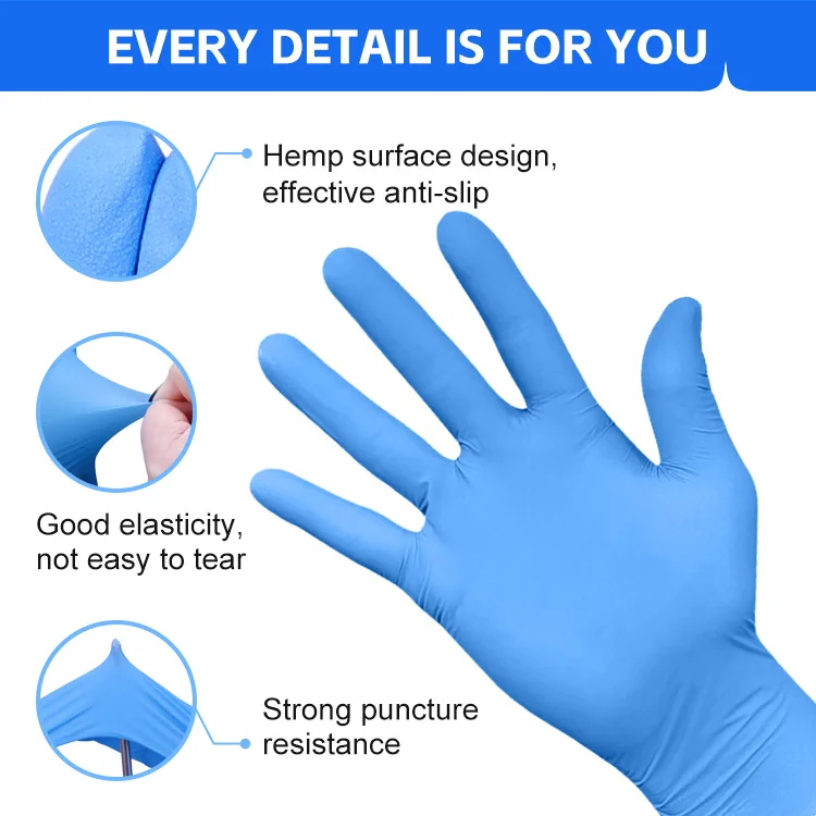 High Weight Nitrile Disposable Glove Food Nitrile Examination Gloves Blue Disposable Powder Free  Disposable Nitrile Gloves