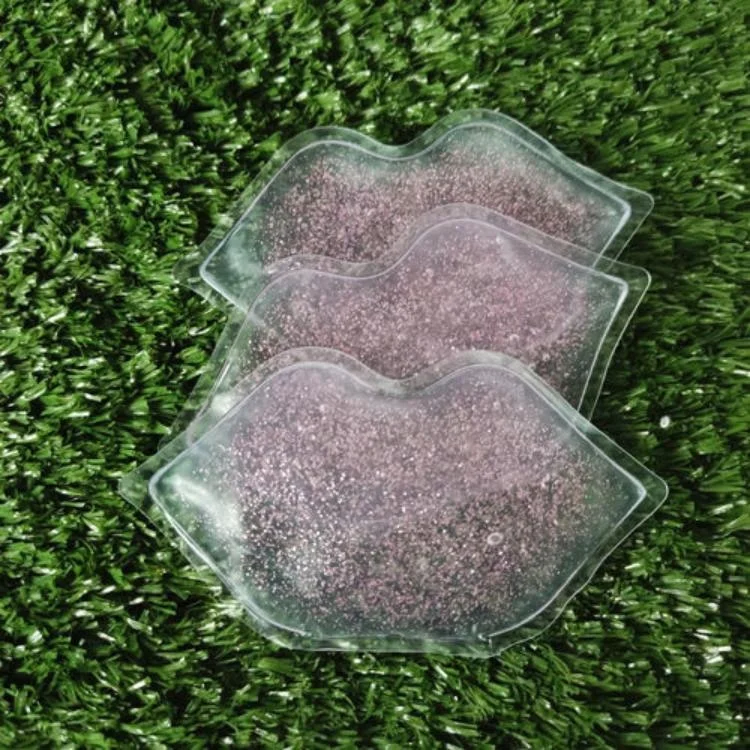 Reusable Hot Cold Gel Packs with Glitter Lip Shape Ice Gel Pack pink Mini lip Shaped Beauty Gel Custom Lip Ice Pack