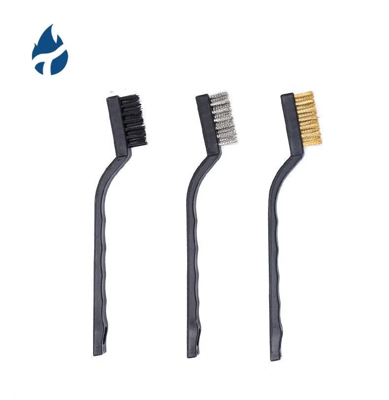 3 PCS Mini Wire Brushes Set Nylon Brass Stainless Steel Wire Motorcycle Tools 3in1 Workshop Bush Kit