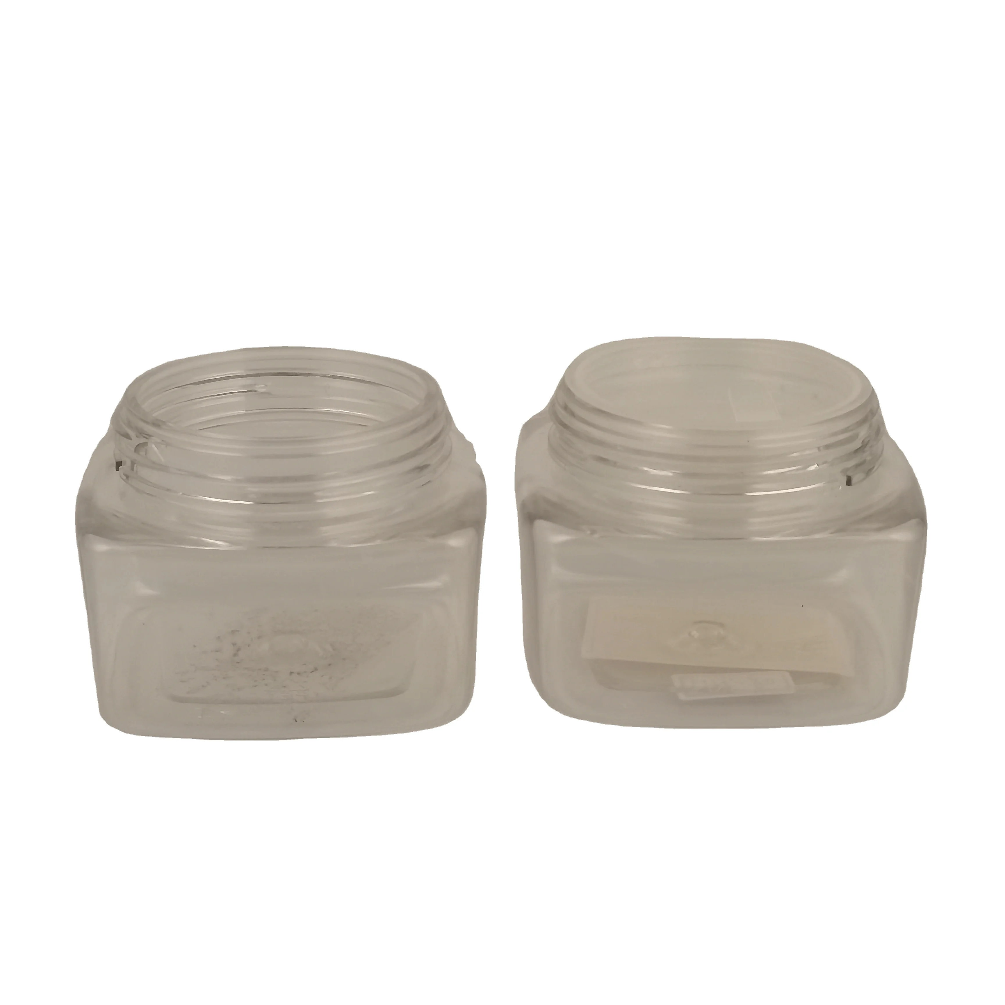 Wholesale Simple Cosmetic Empty Cream glass bottles Custom 80ml PET Square Skincare Jar