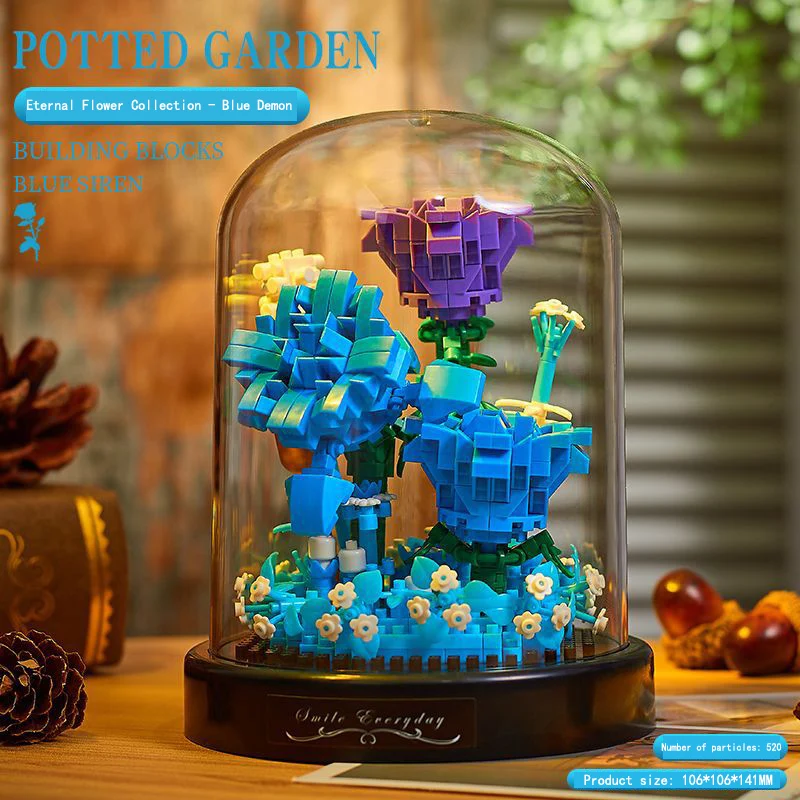 Building Block Sets Flower With Light Montessori Educational Toy For Kids Christmas Day Gift  Flower Building Block Sets Low Moq