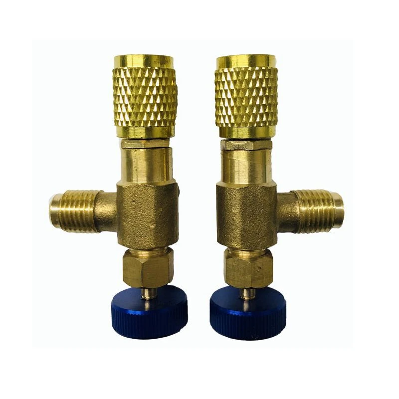 Brass Fluorine Liquid Safety Valve R410 R22 Refrigerator Refrigeration Charging Valve 1 / 4  5 / 16