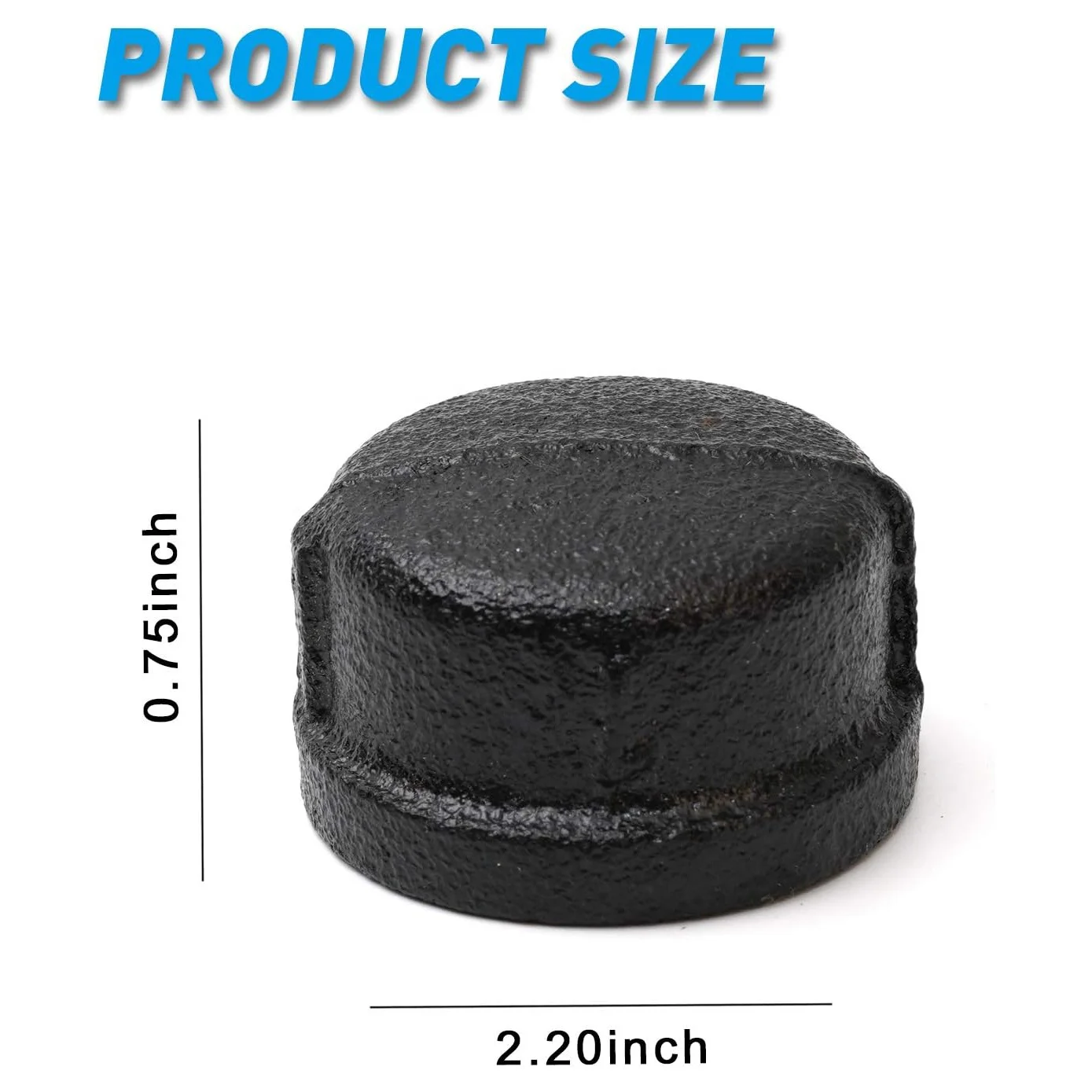 Black Pipe Cap Home Black Malleable Iron Cast Pipe Caps For Steam-punk Vintage Shelf Bracket DIY Plumbing Pipe Fittings Decor