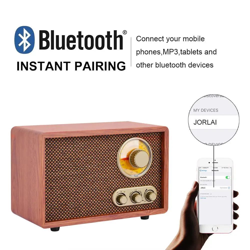 Глянцевый деревянный FM AM Портативный радиотрансформатор OEM Power