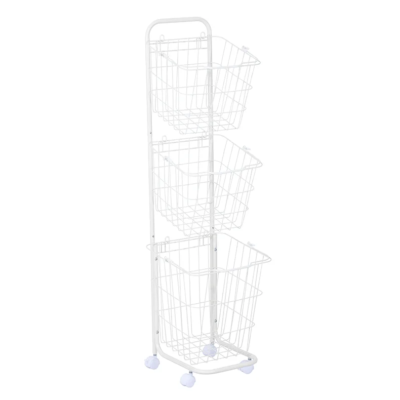Cheap Factory Price Multipurpose Vertical Rolling Layered Detachable Laundry Storage Basket With Square Basket