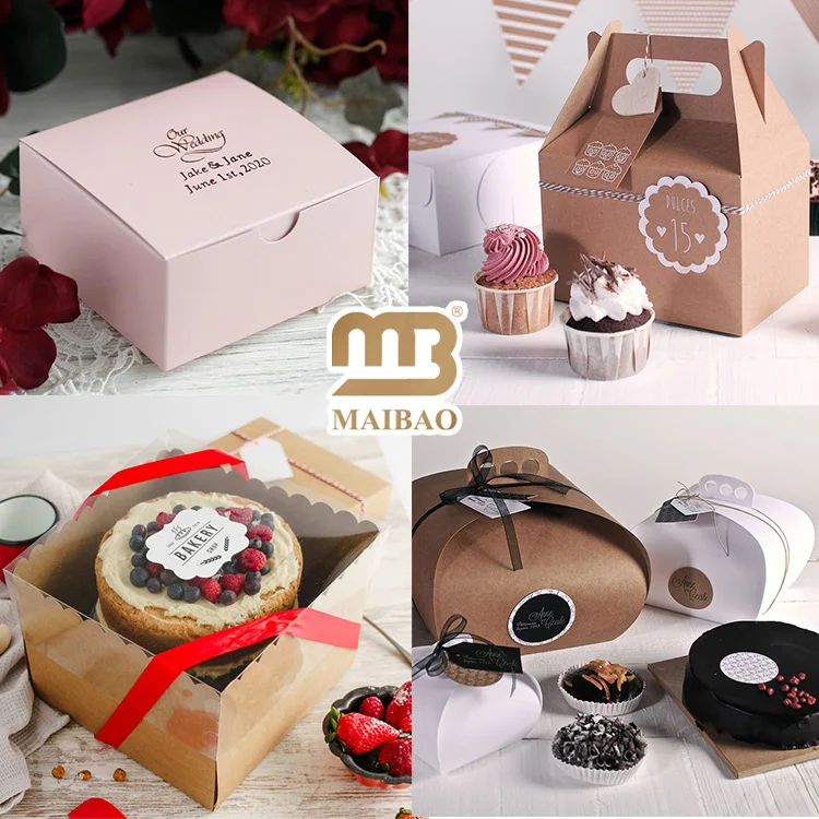 Premium white foldable cup cake bakery donuts cake boxes 12 x 12 x 6 custom print logo luxury cardboard 10 inch cake box square