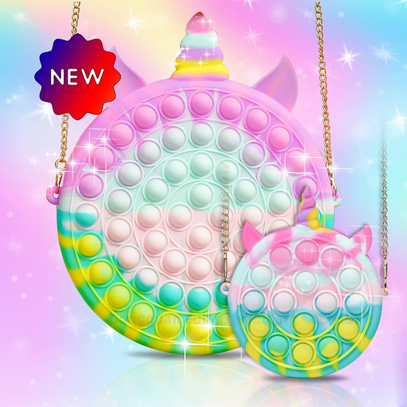 New Popular Tik tok Novelty Big Large silicone guitar pop bag push bubbles pop fidget toys shoulder bag with strap for children