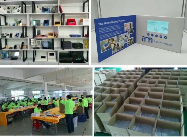 Linen Hardcover ips digital 7 10 inch custom brochure, softcover lcd screen video book