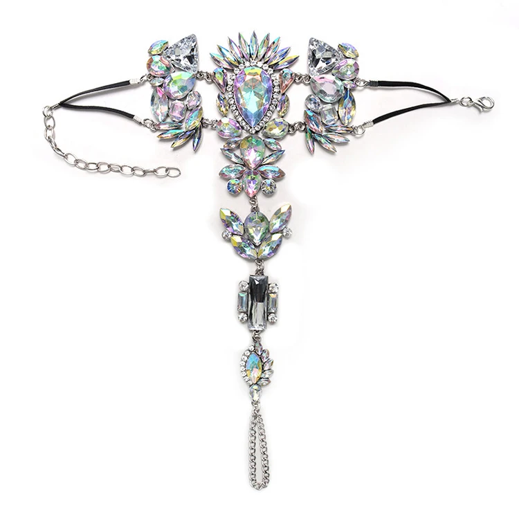 
Hot Sale High Quality Fashion Diamond Multicolor Crystal Anklet Women Bracelet Beach Chain Barefoot Sandals Foot Jewelry 