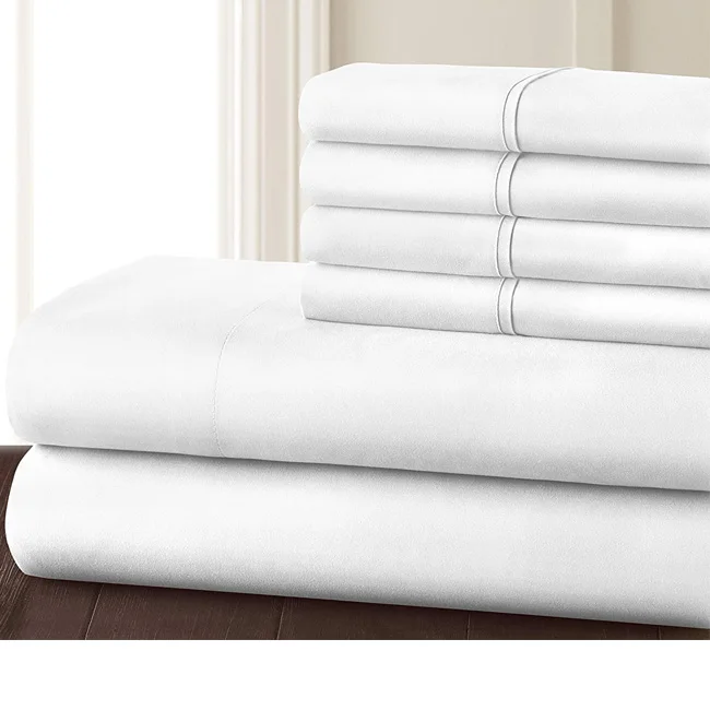 high quality Lovely style 100% Cotton White Satin Plain embroidery bed sheet