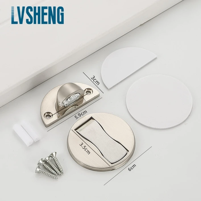 Magnetic Stainless Steel Glass Floor Door Stopper Adjustable Outside Decorative Magnet Door Stop