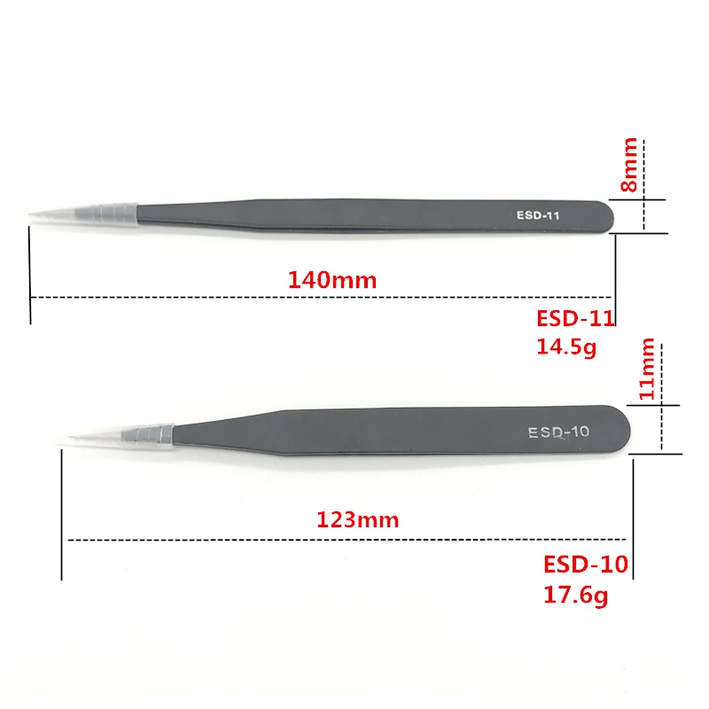 1piece Black  Cheap Anti-Static Stainless Steel Rhinestones Picking Tool Tweezers ESD-10 ESD-11 ESD-12 ESD-13 ESD-14 ESD-15
