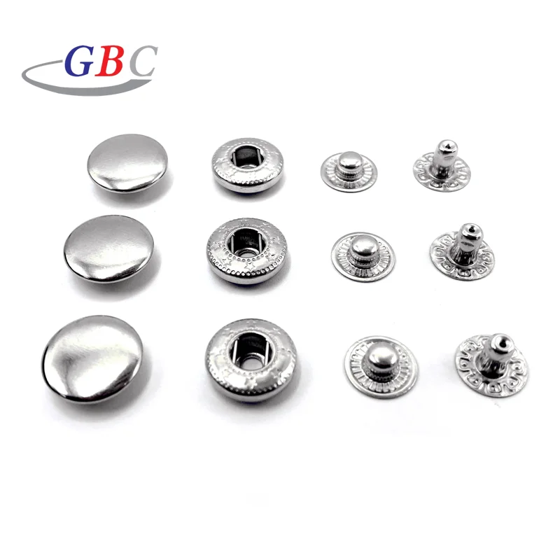 Different size metal press stud snap fasteners for clothes