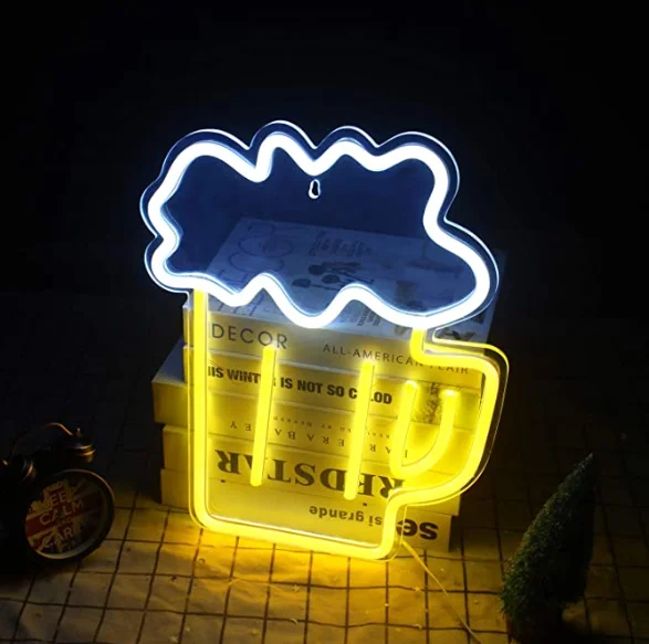  BOKUN Beer Shaped Neon Sign Led Light ins Room Decoration Manufacturer Custom Bar Pub