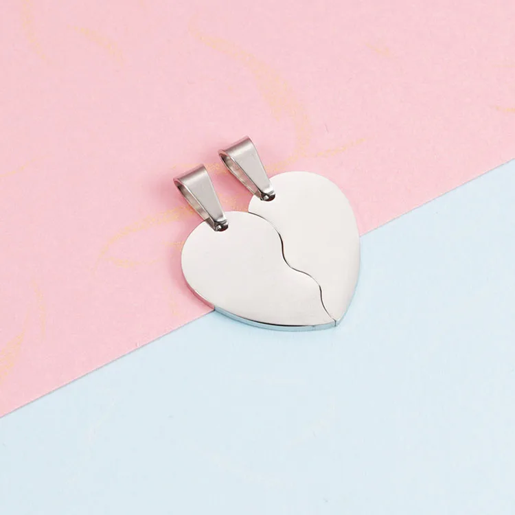 SP1031 Non Tarnish Jewelry Supplies Gold Plated Stainless Steel Best Friend Split Broken Love Heart Charm Pendants for Couple