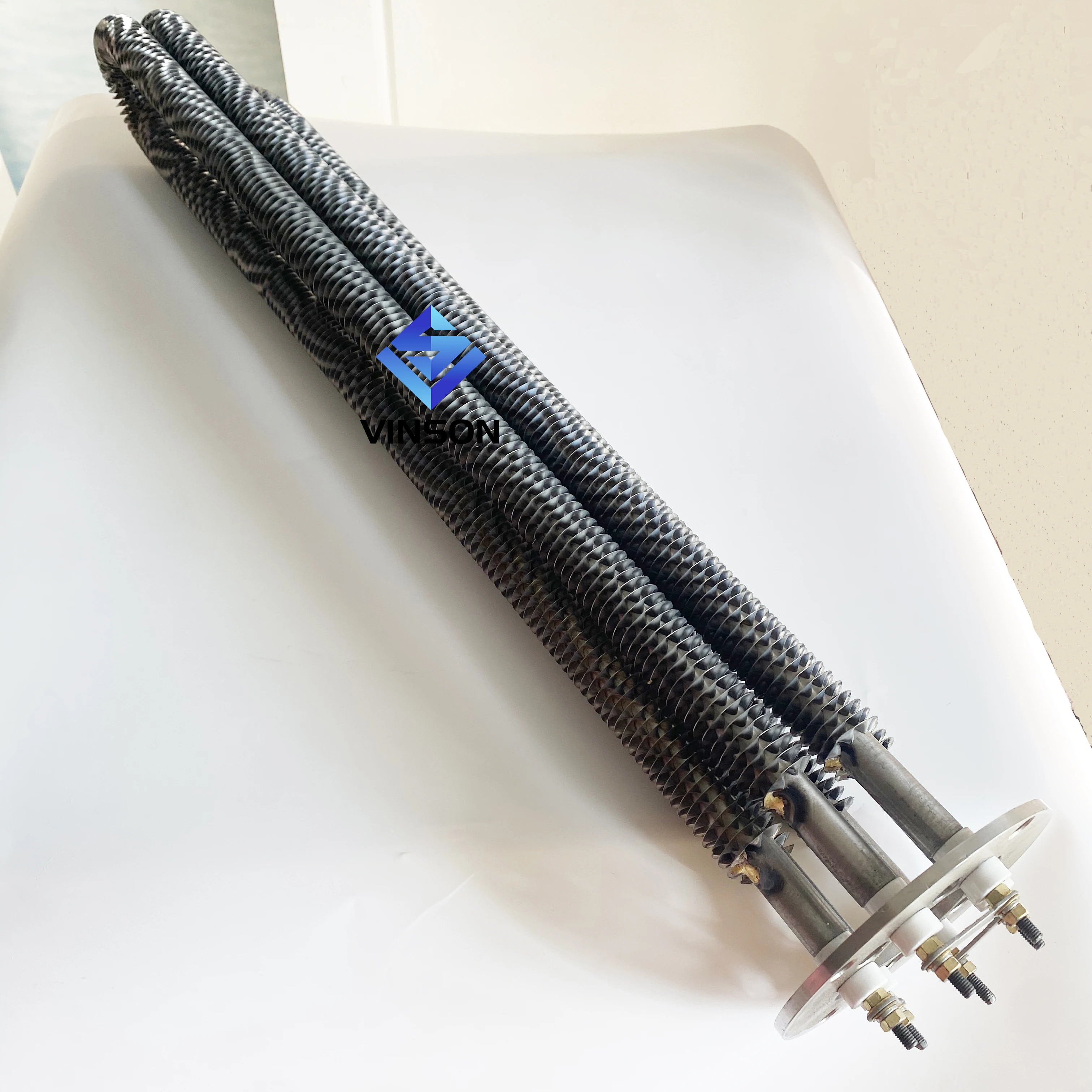 VINSON 380V 12KW 15KW Finned Flange 125mm Tubular Heater For Masking Making