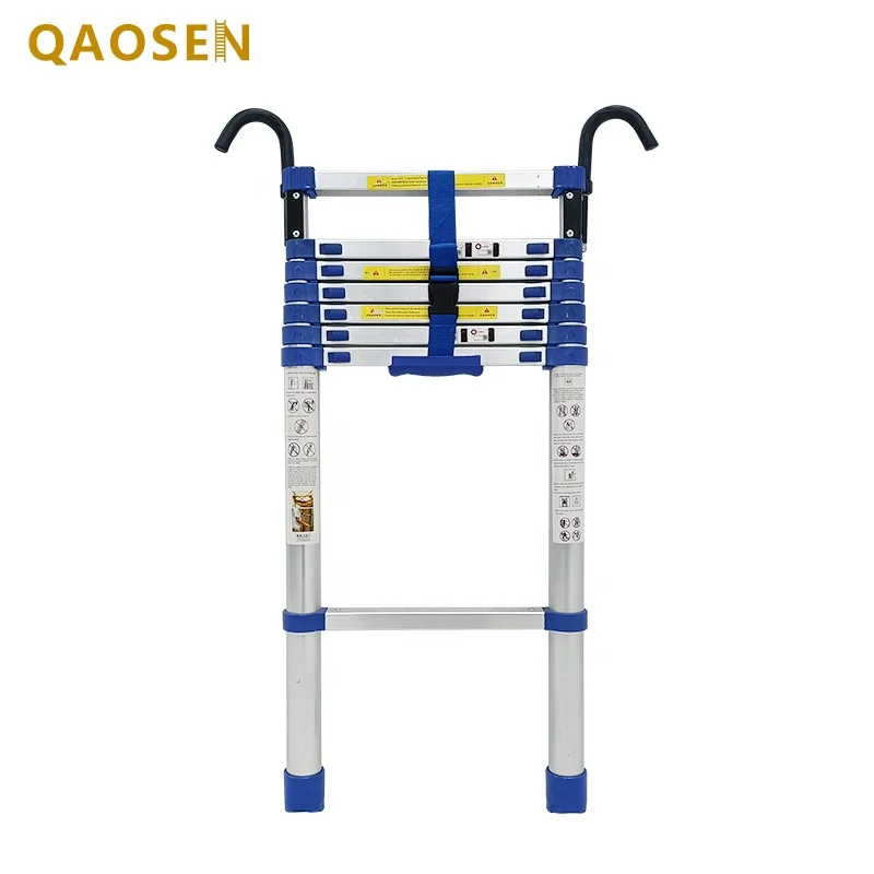 Blue Step Space 30cm 10CM Hook Telescopic Ladder Aluminium Straight Folding Round Feet Balance Bar EN131