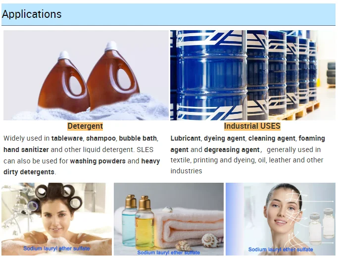 70% SLES Liquid Detergent Grade Sodium Lauryl Ether Sulfate AES Polymer Category