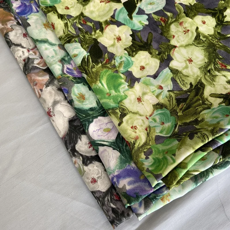 
50D silky touch chiffon fabric digital print 100% polyester fabric with fashion floral pattern for ladies wear textile 