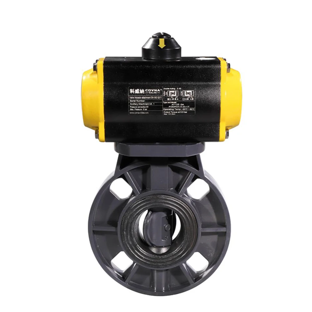 220V DN50 Pneumatic UPVC PVC Plastic Butterfly Valve