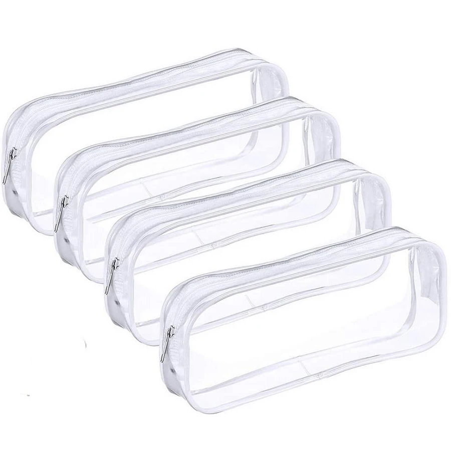 C1610 Custom Personalized Clear PVC Zipper Pencil Case Stationery Products Cheap Plain Soft Clear Pencil Case