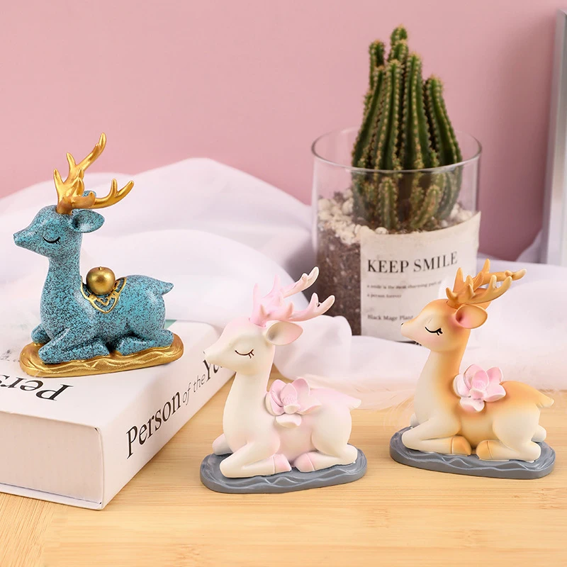 Wild Animal Little Sika Deer Model Ornaments Cute Small Fawn Fairy Garden Miniature Accessories Decor Figure Figurine Toy