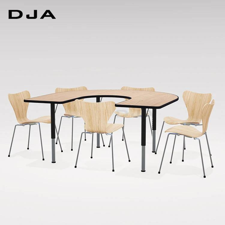 Europe style U shape  modern  old cheap school classroom MDF durable edge desk chair and table used school furniture for sale