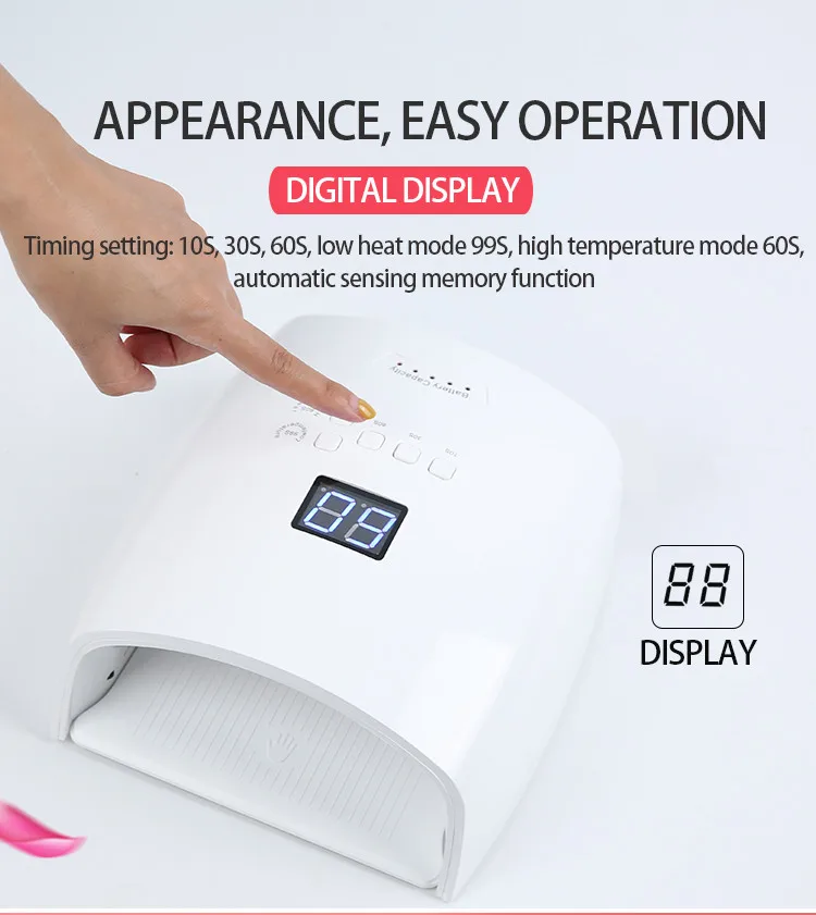 54W Rechargeable UV LED Nail Lamp Faster Wireless Nail Dryer Gel Polish Light 36 Beads Portable Handle Auto Sensor