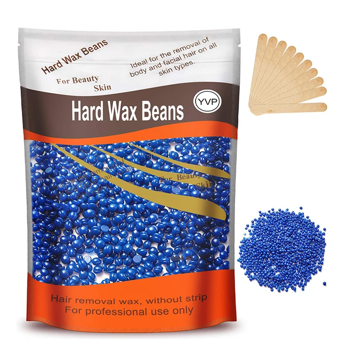 wholesale private label the best depilation hard blue wax beans 1000 grams hair removal with wood stick