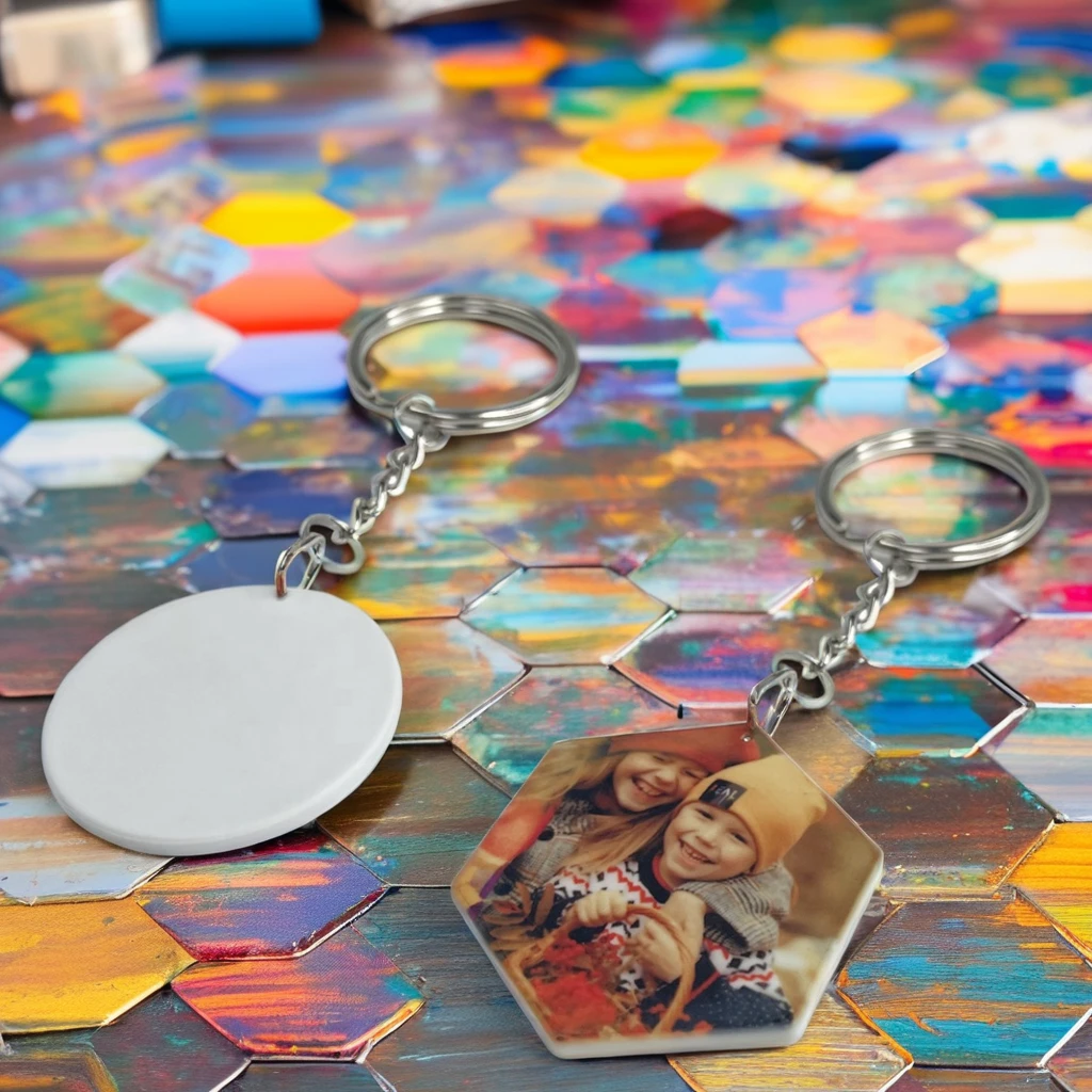 Diy Digital Photo Keychain PBT Plastic Double Sided Blank Keychains Zinc Alloy Metal Sublimation Keychain