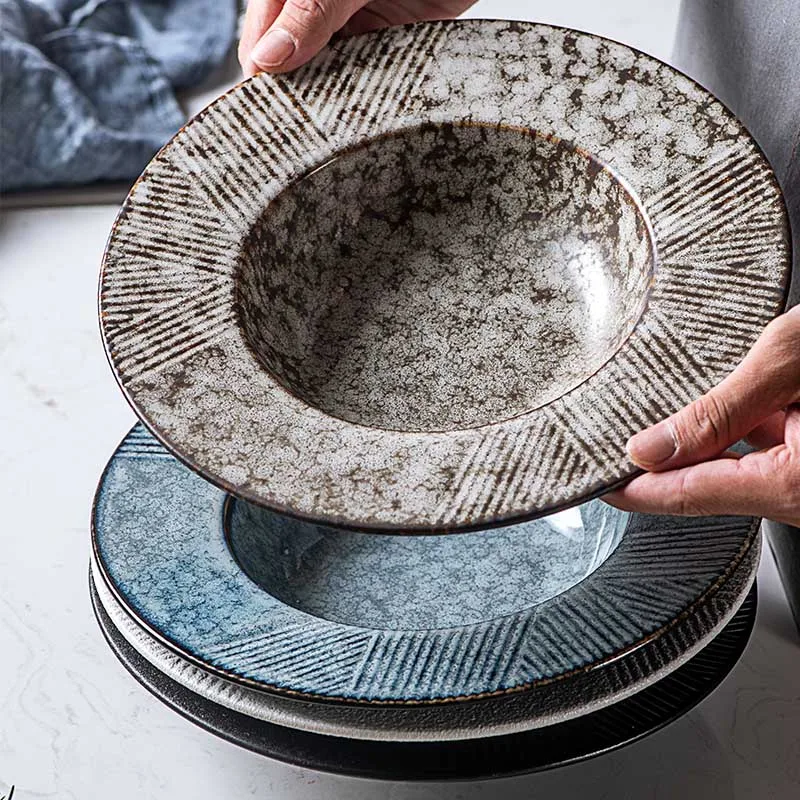 Nordic style Hotel Restaurant&home straw hat shaped oval ceramic dish matte&frosted dinner lunch soup  Salad Pasta Plate