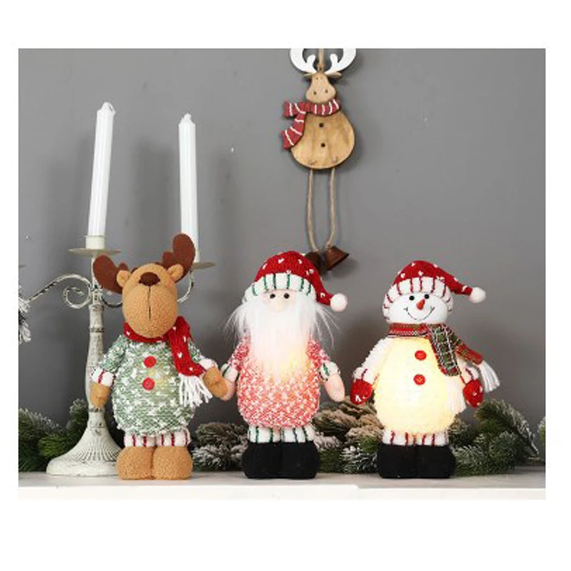 Christmas Standing Doll Ornament Portable Telescopic Leg Home Office Shop Window Decor Gift With Light
