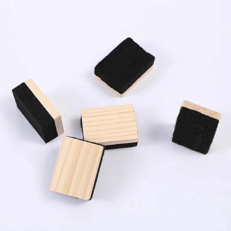 New Simple Small Wooden Blackboard Eraser Felt Whiteboard Eraser