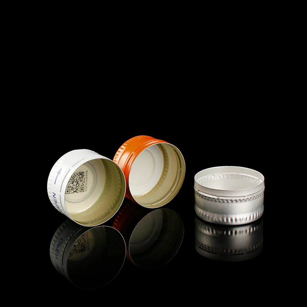 28mm 38mm  ROPP Custom Logo Color Aluminum Pilfer-Proof Cap for Glass Juice Wine Water Syrup Beverage