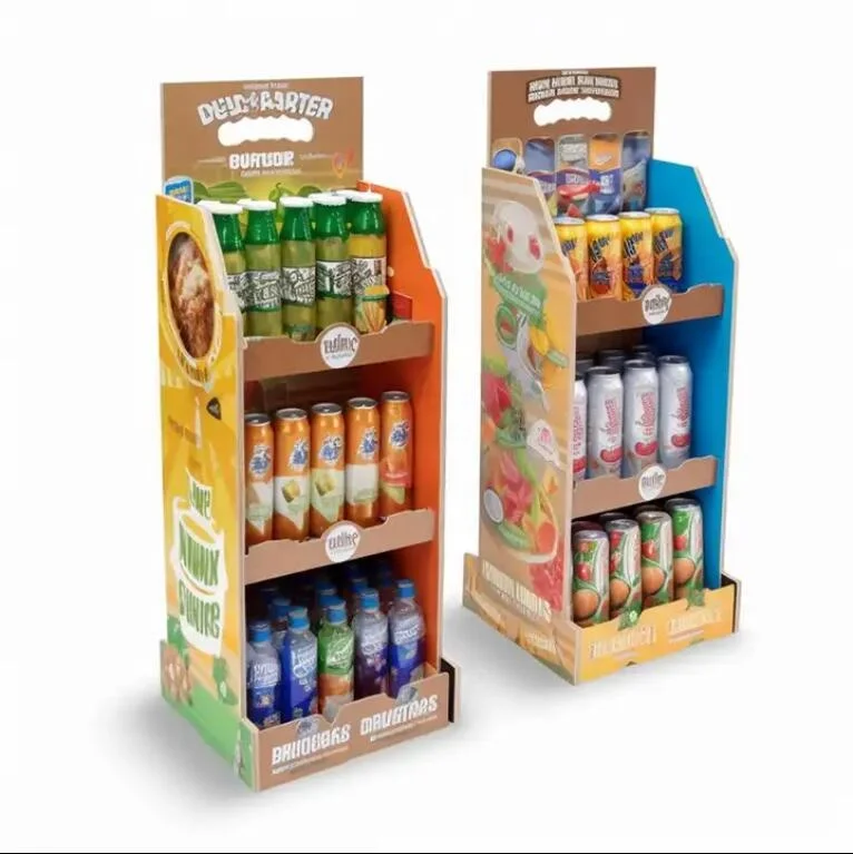 Customized Wholesale Supermarket Cardboard Display Stand for Snack and Beverage