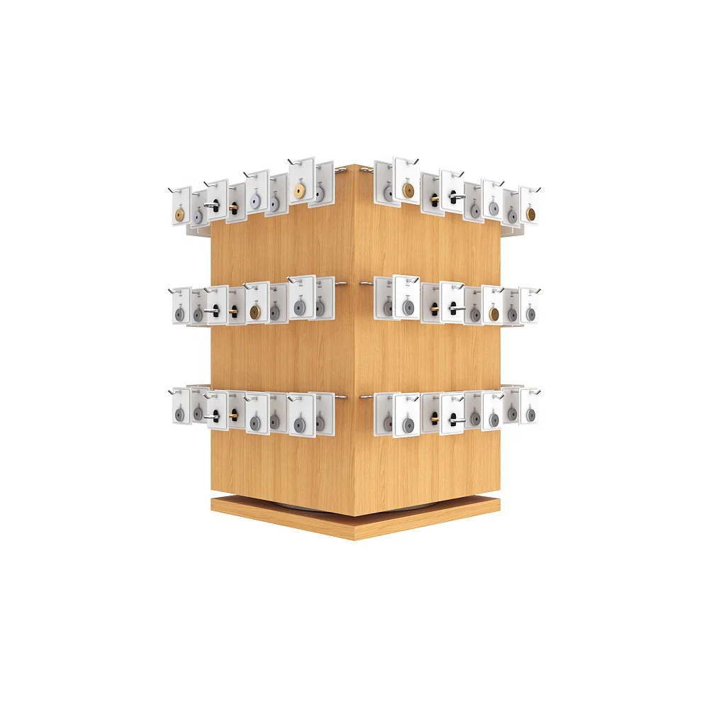 Rotating earring store fixtures iron wire wood counter turntable 360 degree card jewelry display stand