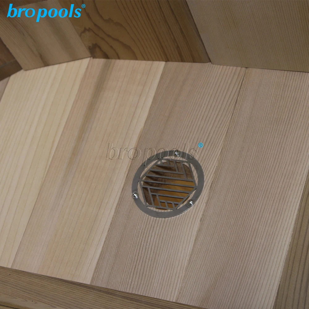 Bropool Modern Design Traditional Canadian Red Cedar Outdoor Cube Sauna Room with Porch Solid Wood Computer Control Panel Villas