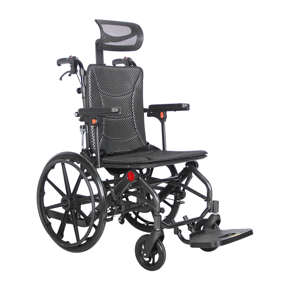Kaiyang New Product W976LG-20 Carbon Fiber Printing Frame 7inch PU Cyclone Front Wheel 20inch Triangle PU Rear Wheel Wheelchair