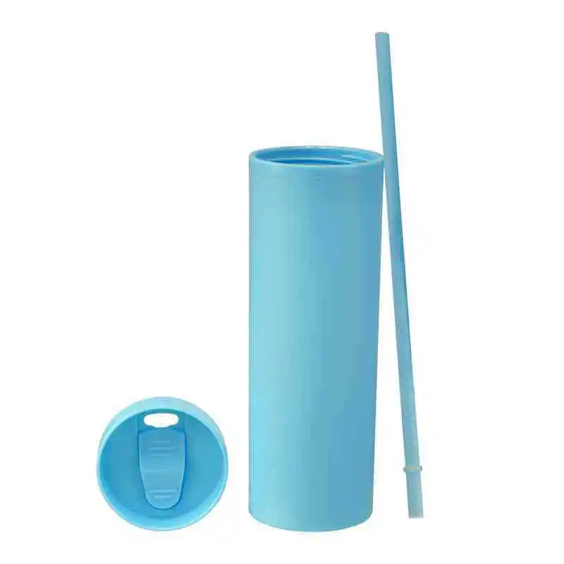 822-30 Custom 16oz home travel double layer plastic drinking straw cups cute