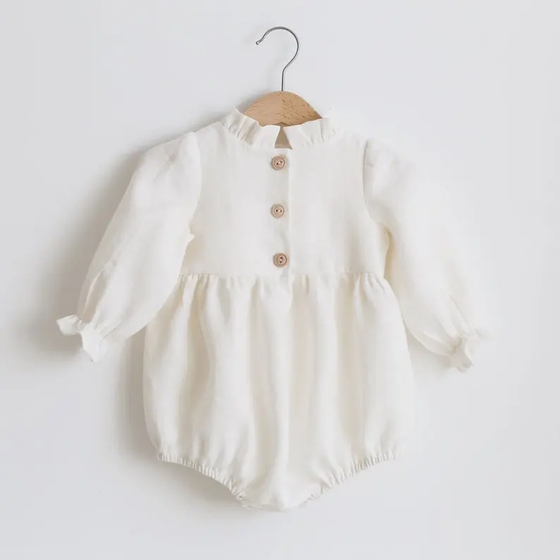 
Hot sale Infant & Toddler Age Group New Arrival Long sleeve Romper Popular Confy Linen cotton Baby Romper 