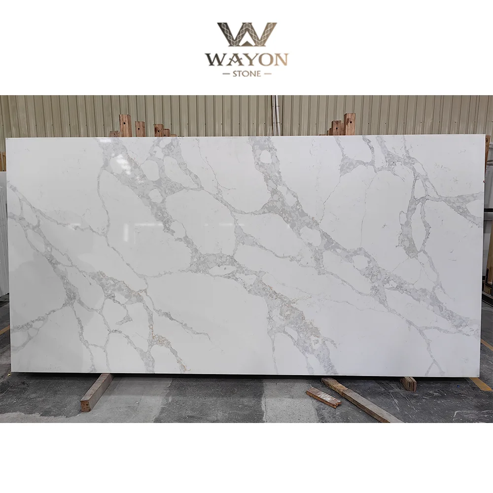 White Calacatta Quartz Slab Yunfu, China Quartz Slabs Factory price sell at wholesale Quartz Stone for Engineering