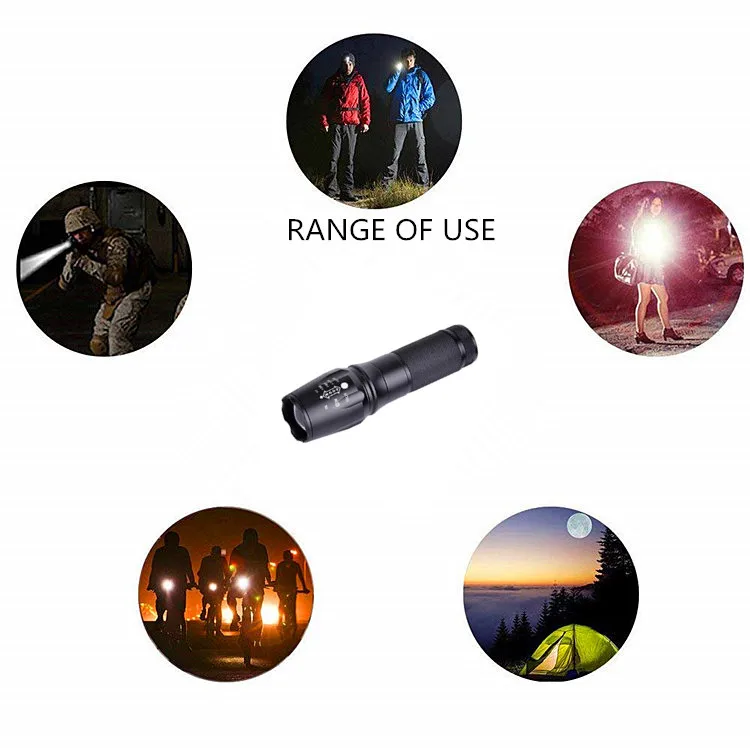 Wholesale G700 aluminum Rechargeable Flashlight 1200-lumen xm-l T6  Led Bulb Pouch Outdoor strong Torch light for bike