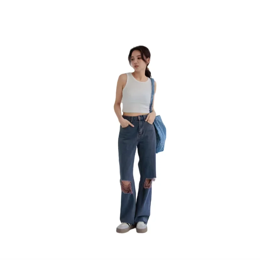 Прямая поставка с фабрики уличные модные женские джинсы Gary Pink Jeans Trowsers для женщин