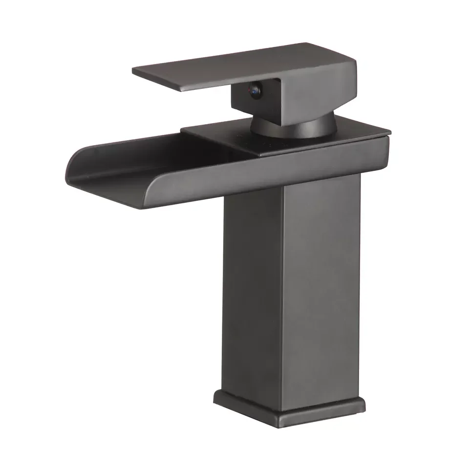 Black &Gold Bathroom Faucet for Sink Matte black waterfall bathroom faucet Single Handle Basin Lavatory Vanity Mixer Tap