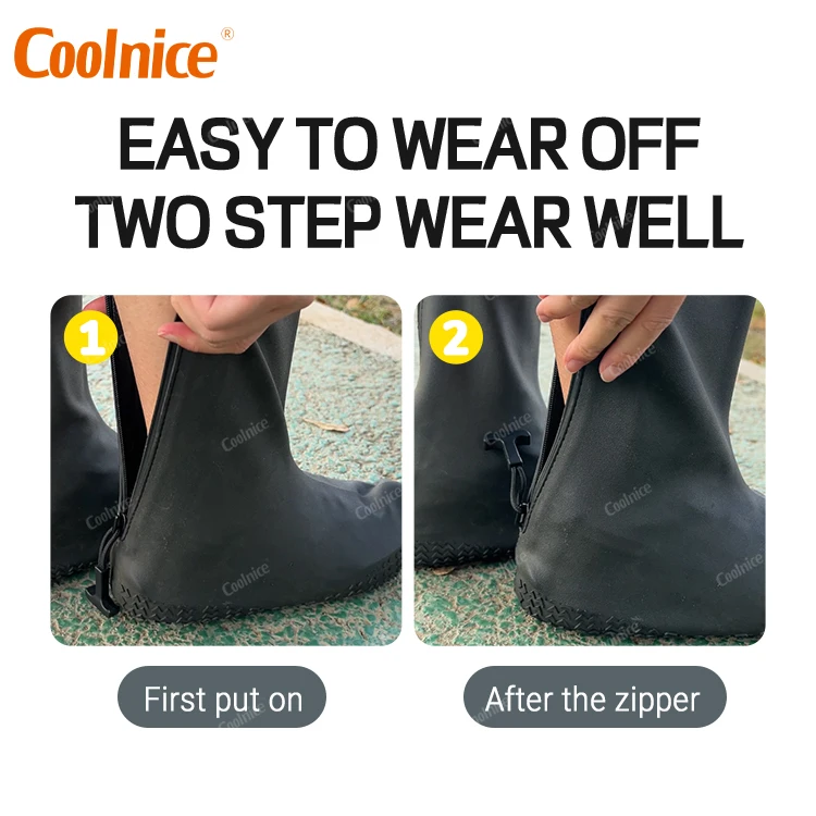 Coolnice Resable overshoes Silicone Rain Mud Waterproof Shoe Cover rubber Shoe Covers Protectors