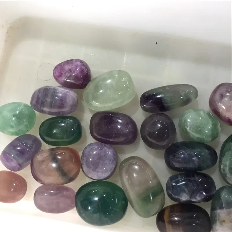 Factory price healing crystal natural rainbow fluorite tumbled stone colorful fluorite