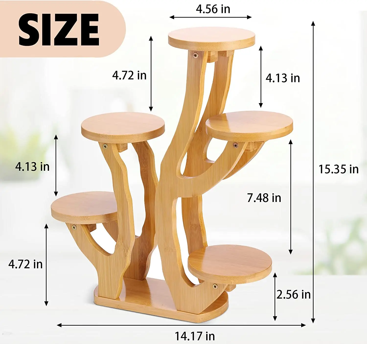 Small Flower pot Display Stand Bamboo potted Plant stand for Indoor
