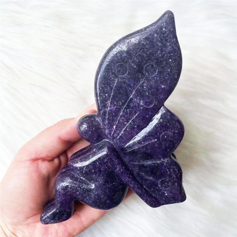High quality Purple Mica Stone Crystal Flower Fairy Natural Hand Carved Purple Mica Crystal Crafts For Home Decoration