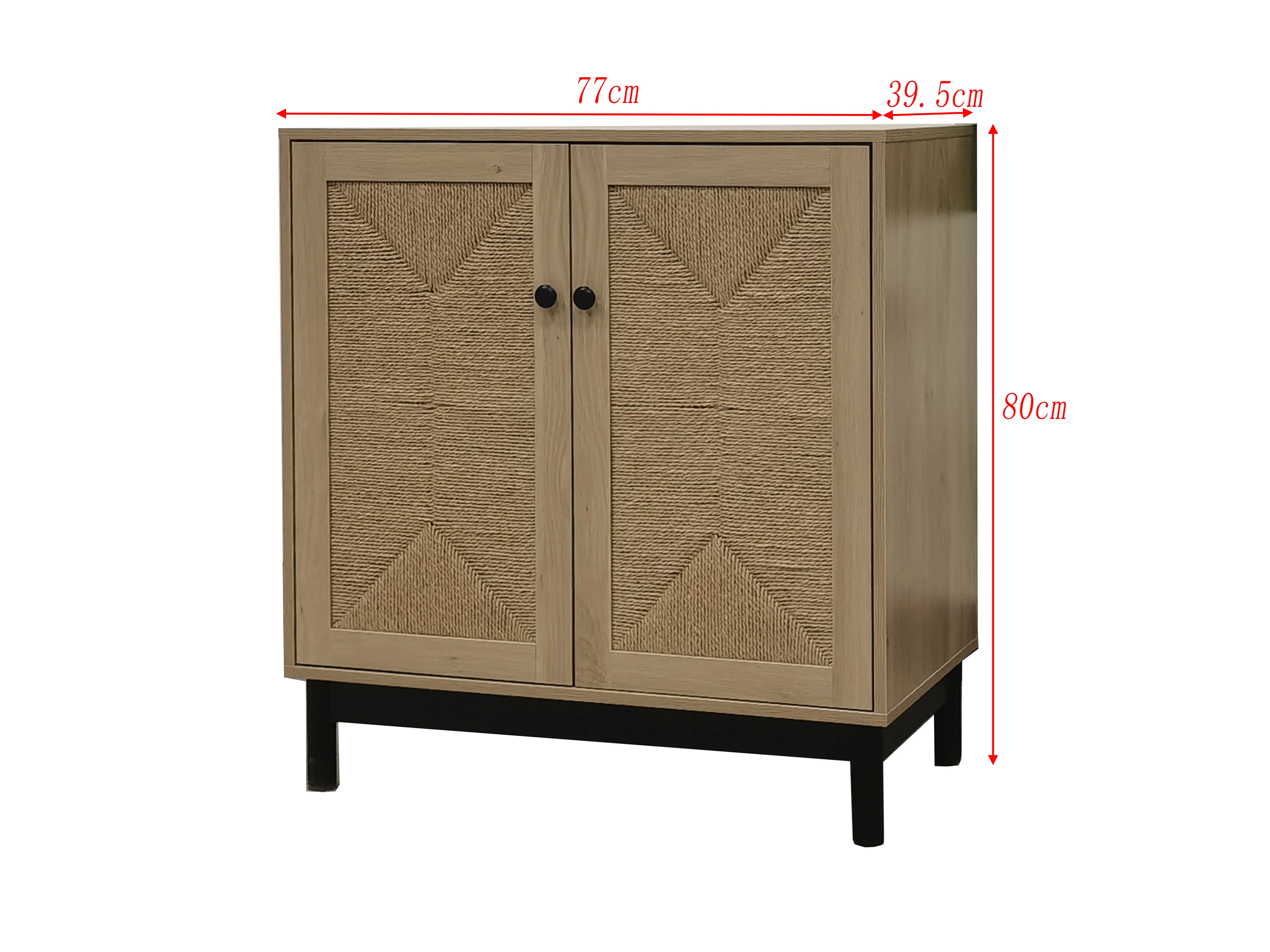 High Quality Customized Wooden Sideboard with Paper Rattan Woven Door Cabinet